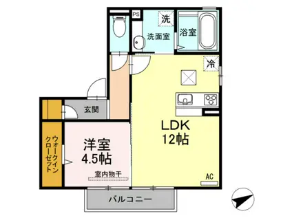 アンジュ三番街(1LDK/1階)の間取り写真