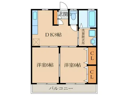 アネックス高山 A棟(2DK/1階)の間取り写真