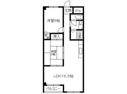 パルティールマンション 4階(2LDK/4階)の間取り写真