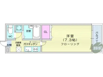 アルクラーラみずほ台(1K/2階)の間取り写真