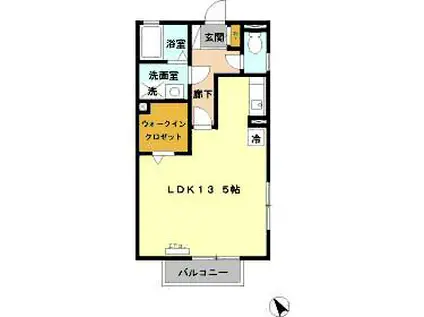 ゴールドセブンA(ワンルーム/1階)の間取り写真