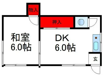 大島アパート(1DK/2階)の間取り写真