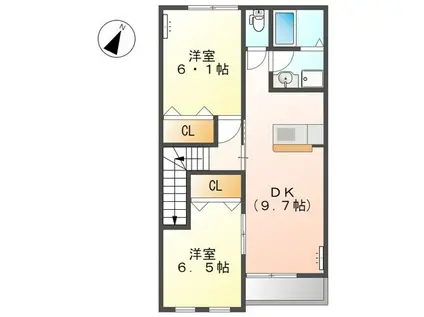 イーストヒルズウメハ(2DK/2階)の間取り写真
