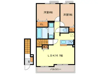 アンジェラ(2LDK/2階)の間取り写真