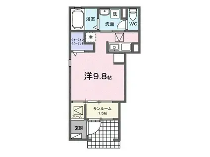 シンデンワン(ワンルーム/1階)の間取り写真