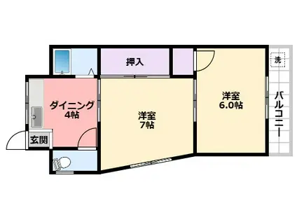 浜甲シーサイドマンション(2DK/3階)の間取り写真