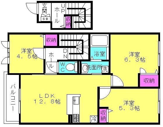 ラメゾンドゥアミー(3LDK/2階)の間取り写真
