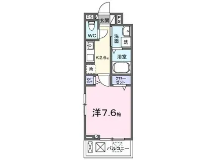 ヒカルサ 甲府住吉ノース(1K/2階)の間取り写真