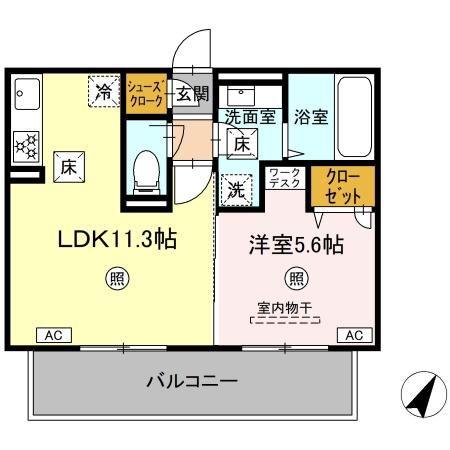 パルフェリーチェ(1LDK/1階)の間取り写真