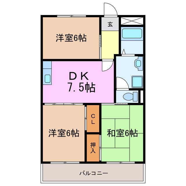 メゾン晃梅(3DK/3階)の間取り写真