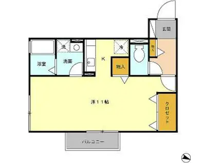 メイプルブランシェI/II(ワンルーム/1階)の間取り写真