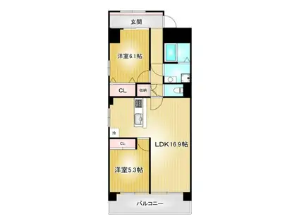 エクセレンス新栄(2LDK/1階)の間取り写真