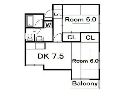 コスモ夫婦川(2DK/2階)の間取り写真
