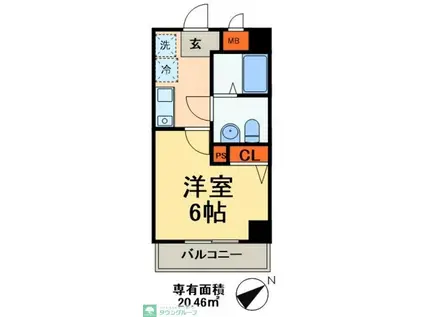 ルミエル本八幡(1K/2階)の間取り写真