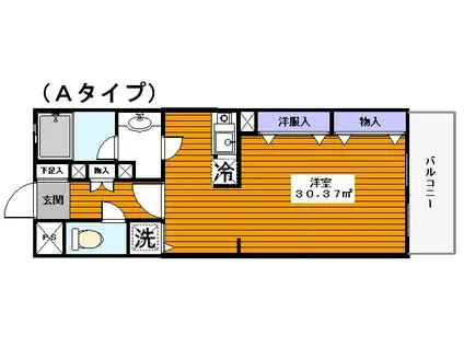 グランデールつくば(ワンルーム/1階)の間取り写真