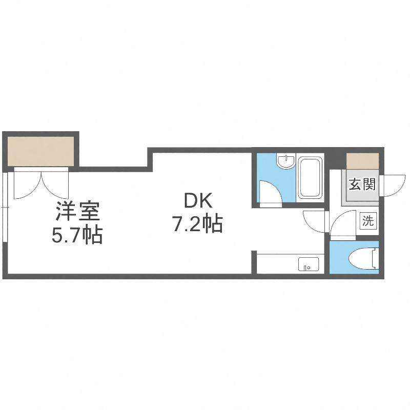 デベックス澄川47(1DK/1階)の間取り写真