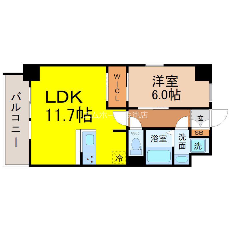 S-RESIDENCE桜本町AWESOME(1LDK/6階)の間取り写真