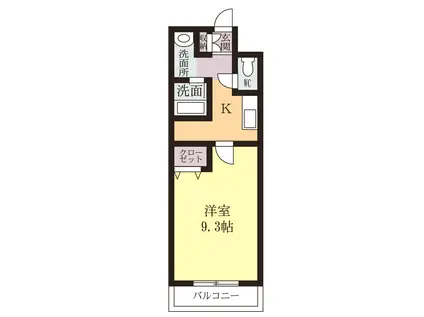 サーフライダー(1K/2階)の間取り写真