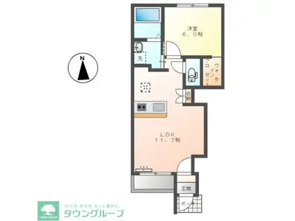 ロンサール羽生(1LDK/1階)の間取り写真