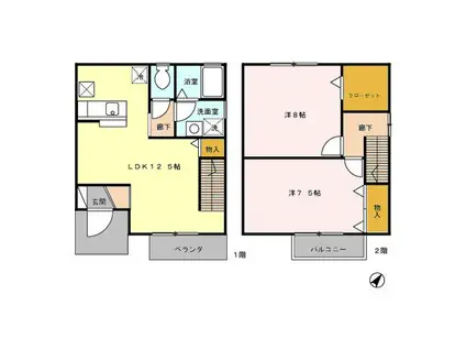 プラムハーベストABC(2LDK/2階)の間取り写真