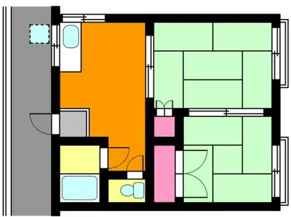ゆうき荘(2DK/2階)の間取り写真