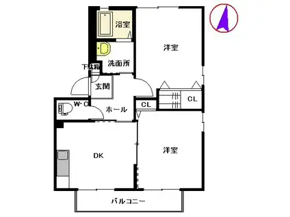 オーシャンハイツ(2DK/2階)の間取り写真