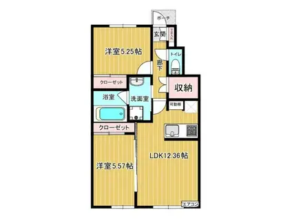 LALLANA(2LDK/1階)の間取り写真