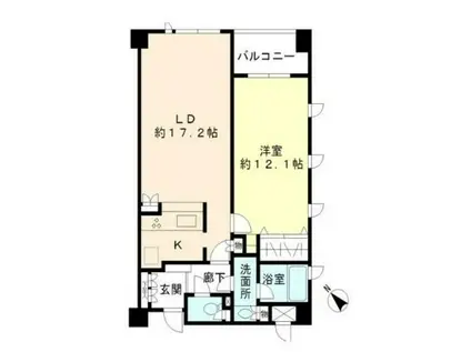 ヒューリック目黒三田(1LDK/4階)の間取り写真