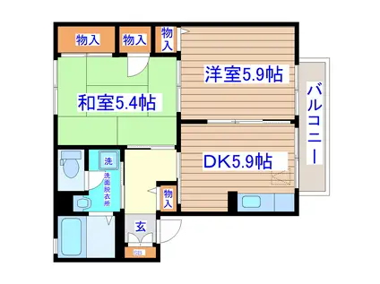 グランドゥールI(2K/2階)の間取り写真