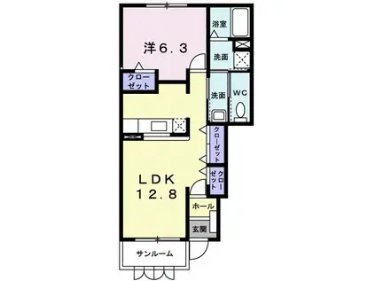 シェーネエレガンシア(1LDK/1階)の間取り写真