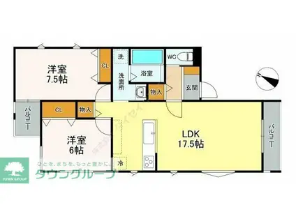 グランレジデンス千代田(2LDK/3階)の間取り写真