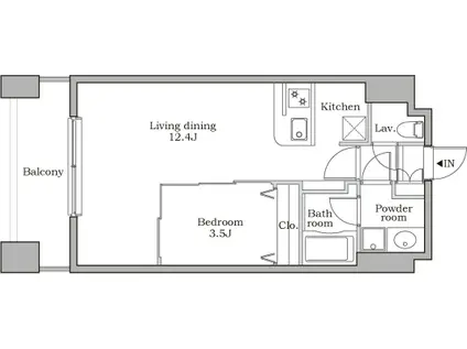 レジディア芝大門II(1LDK/7階)の間取り写真