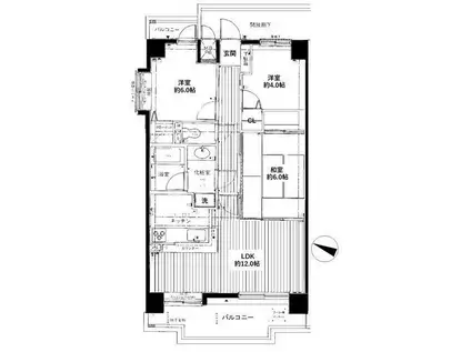 ダイアパレス湘南台(3LDK/2階)の間取り写真