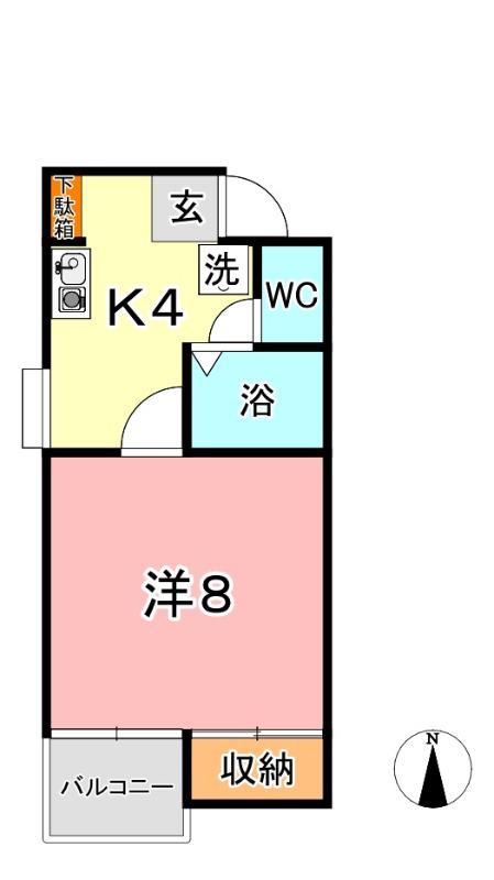 DWELLフォルテB棟(1K/1階)の間取り写真