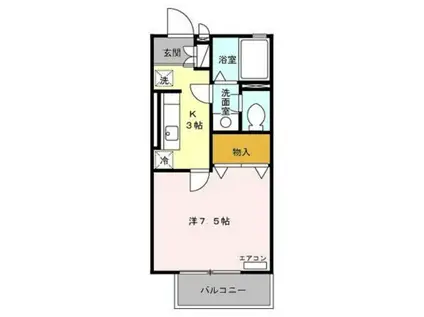 レーヴ平和台(1K/2階)の間取り写真