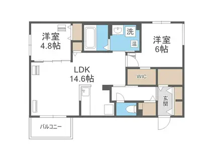 エフュート北円山(2LDK/5階)の間取り写真