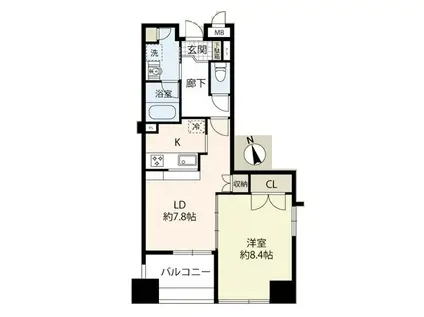 ベラカーサ秋葉原(1LDK/8階)の間取り写真