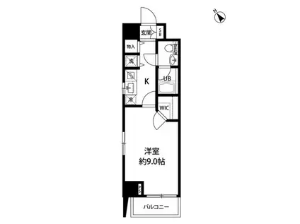 ルクレ日本橋馬喰町(1K/12階)の間取り写真