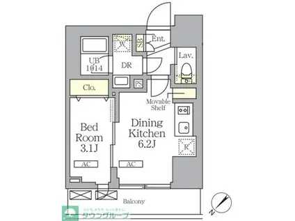 プライムガーデン大森(1DK/4階)の間取り写真