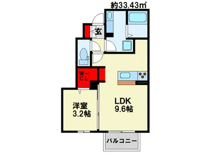 SUNPLACE.D(1LDK/1階)の間取り写真