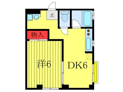 ヴィラ蓮沼(1DK/2階)の間取り写真