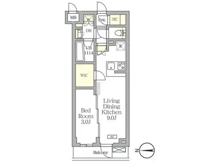 アジールコート都立大学(1LDK/2階)の間取り写真