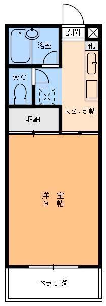 CASA FONTE カーサフォンテ(1K/2階)の間取り写真