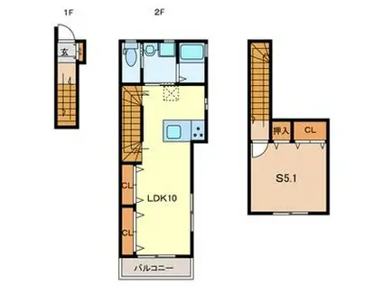CASA・COMODO 916048(1LDK/2階)の間取り写真