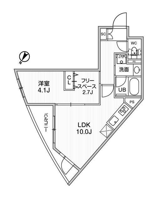 GRANDUO中目黒4(1LDK/2階)の間取り写真