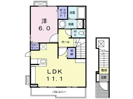サンローラン(1LDK/2階)の間取り写真