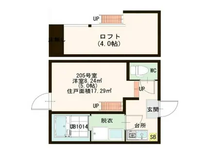 アレグリア(ワンルーム/2階)の間取り写真