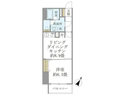 SS. FLAT神楽坂サウス(1LDK/5階)の間取り写真