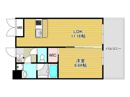 プレジオ御幣島(1LDK/13階)の間取り写真