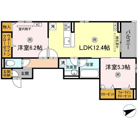 ボナール(2LDK/3階)の間取り写真